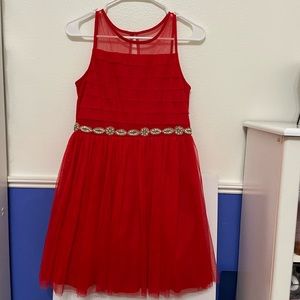 Formal Red Dress and Gold Belt